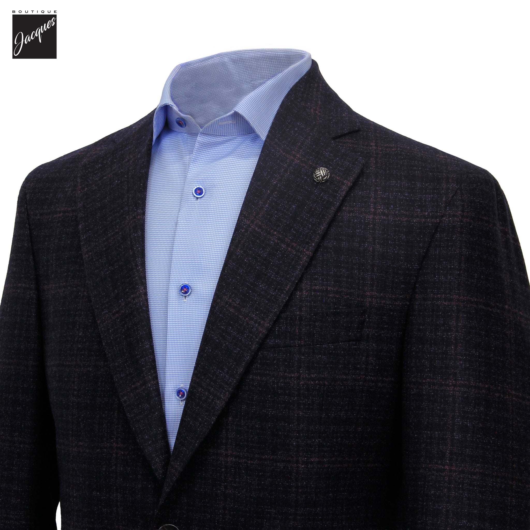 Blackberry Check Super 110’s Wool Montana Contemporary Fit Sport Jacket - Jack Victor