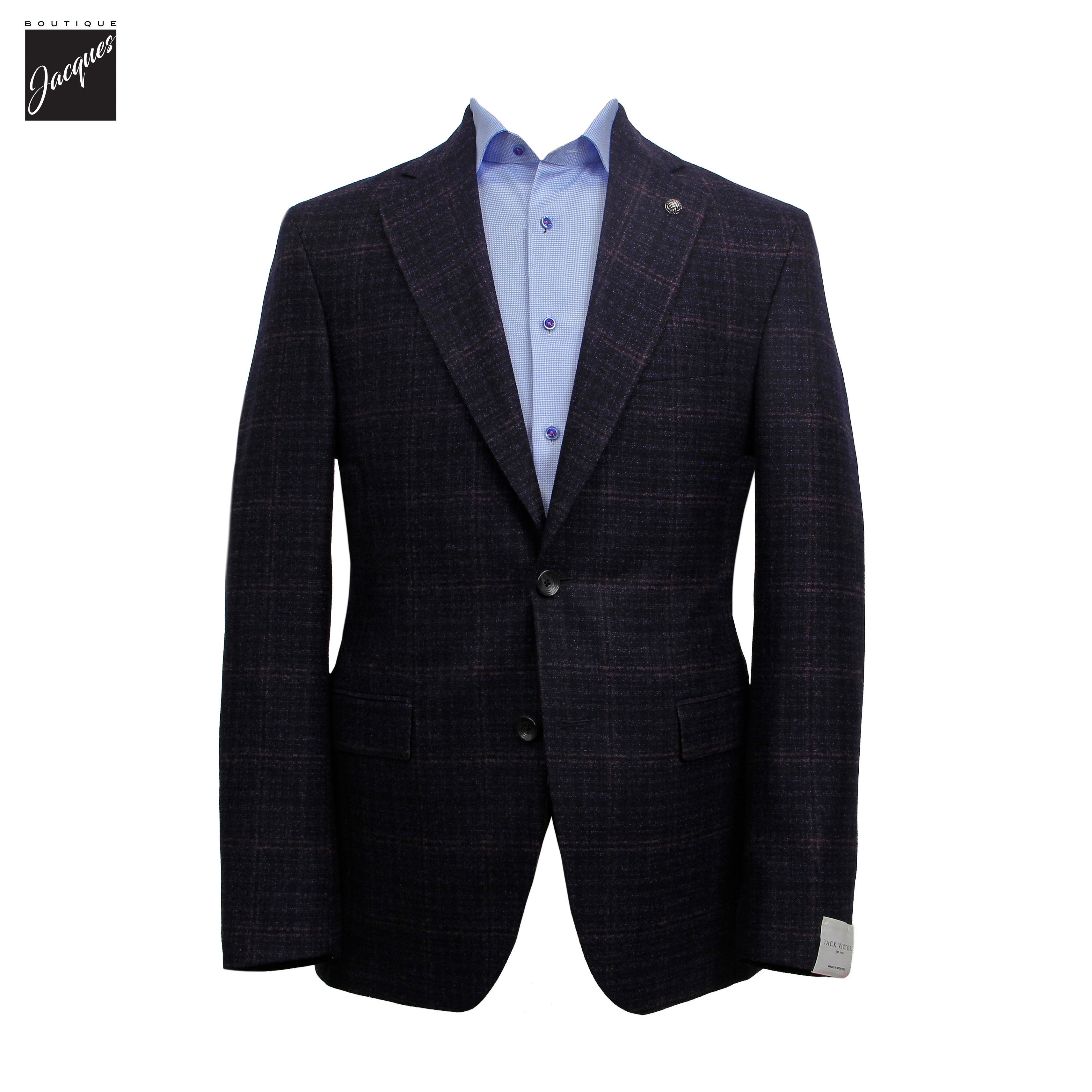 Blackberry Check Super 110’s Wool Montana Contemporary Fit Sport Jacket - Jack Victor