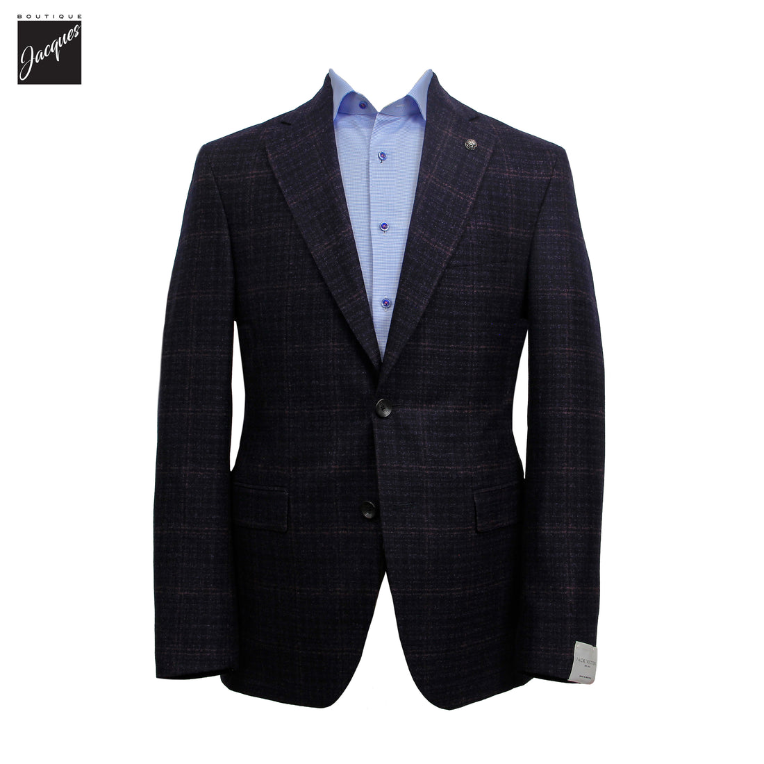 Blackberry Check Super 110’s Wool Montana Contemporary Fit Sport Jacket - Jack Victor
