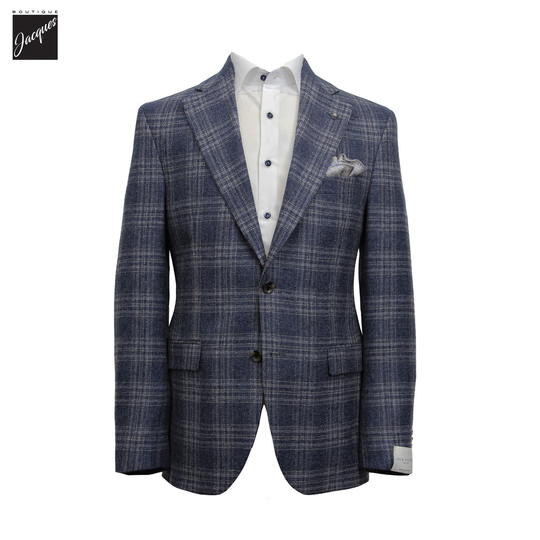 Mid Blue Check Montana Contemporary Fit Sport Jacket - Jack Victor
