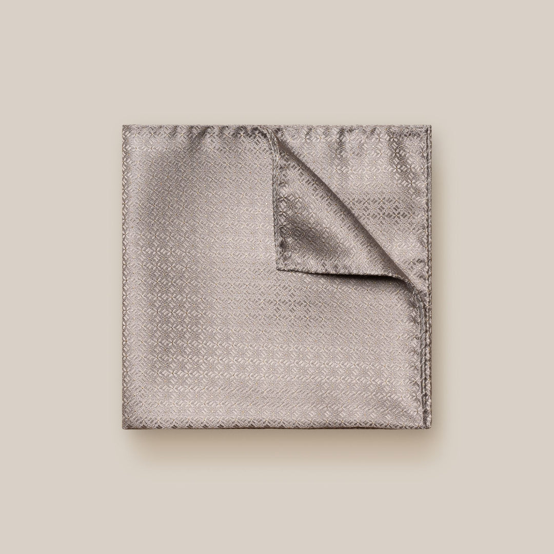 Gray/Taupe Jacquard Silk Pocket Square - ETON