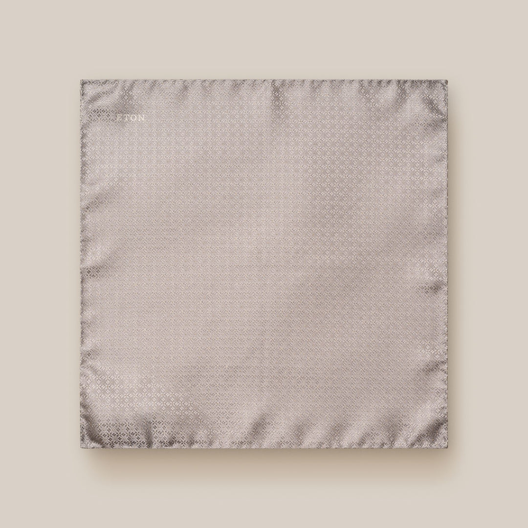 Gray/Taupe Jacquard Silk Pocket Square - ETON