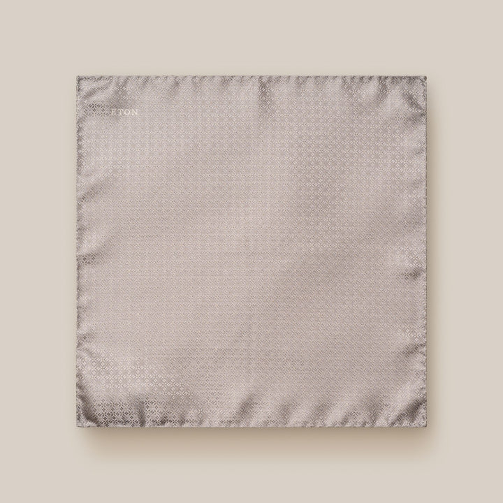 Gray/Taupe Jacquard Silk Pocket Square - ETON