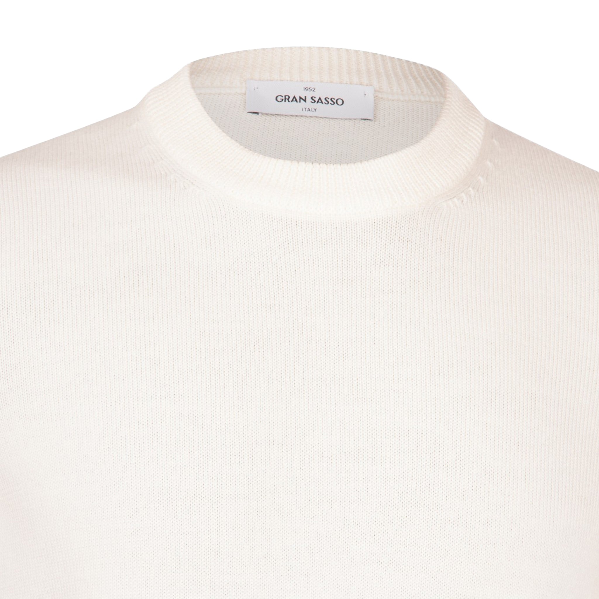 Pull col rond en laine vierge blanc cassé - GRAN SASSO