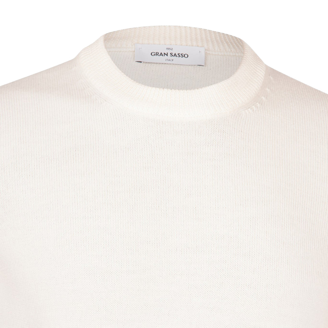 Pull col rond en laine vierge blanc cassé - GRAN SASSO