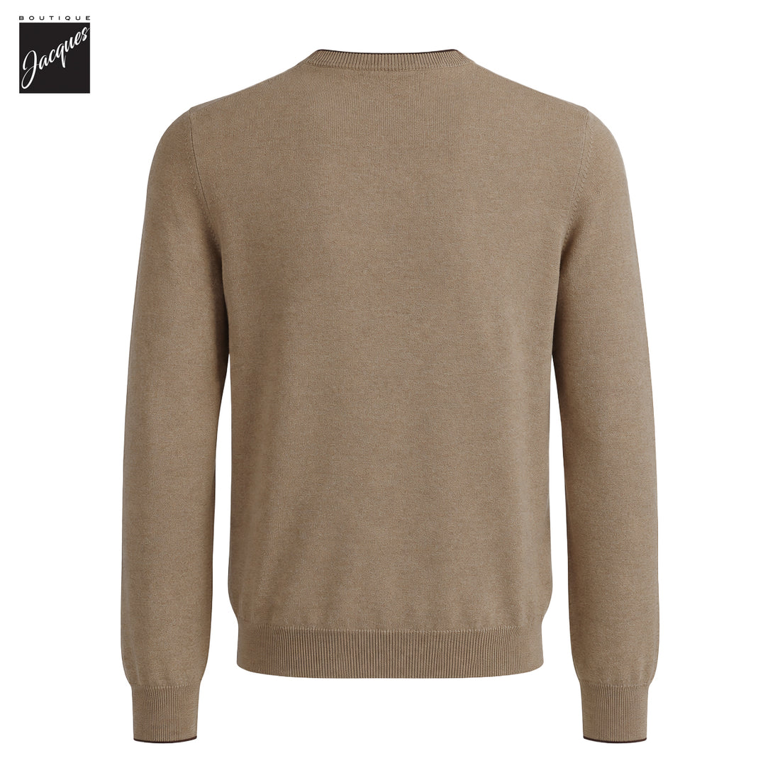 Pull à col rond en laine marron camel avec finitions contrastantes - GRAN SASSO