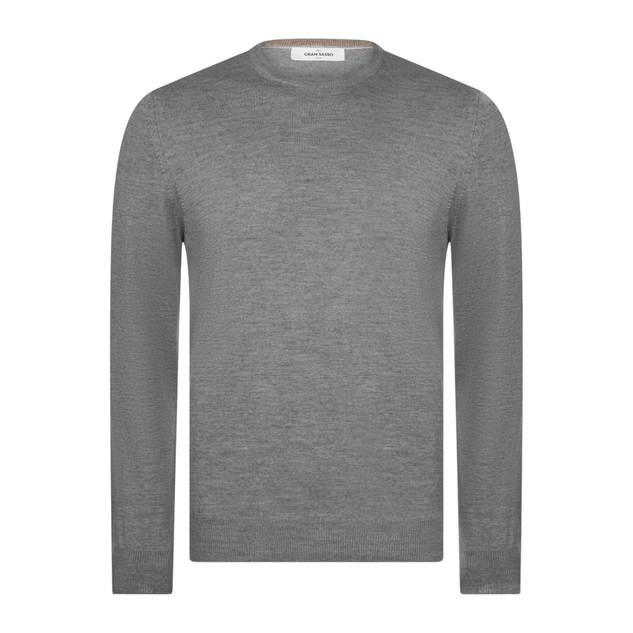 Pull à col rond en laine vierge gris moyen - GRAN SASSO