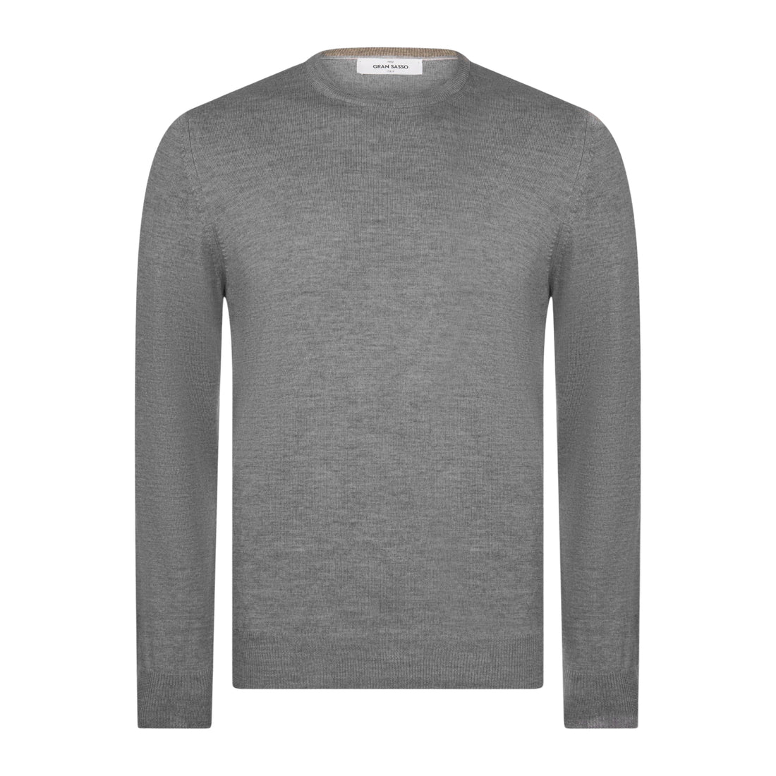 Pull à col rond en laine vierge gris moyen - GRAN SASSO