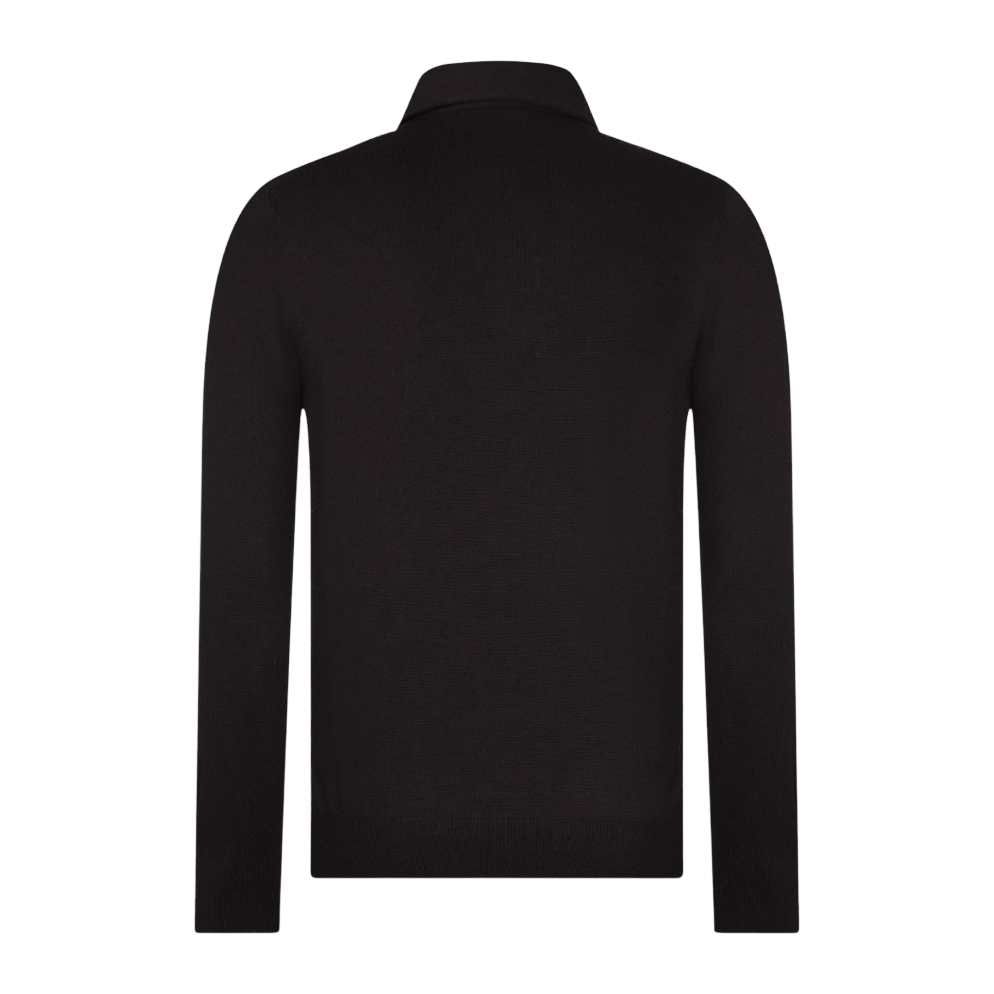 Dark Brown Extrafine Merino Wool Knitted Long Sleeve Polo Shirt - GRAN SASSO