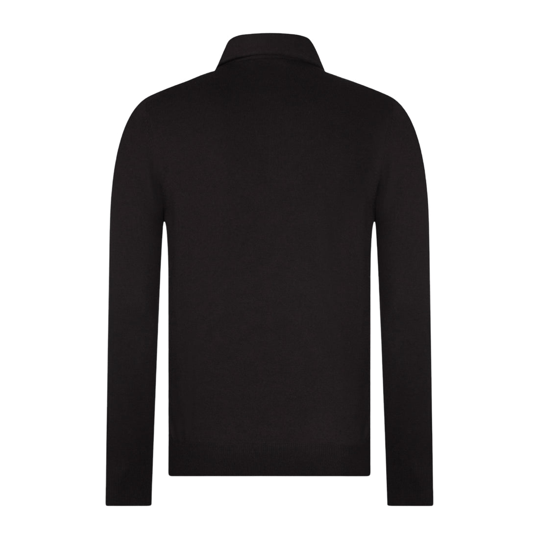 Dark Brown Extrafine Merino Wool Knitted Long Sleeve Polo Shirt - GRAN SASSO