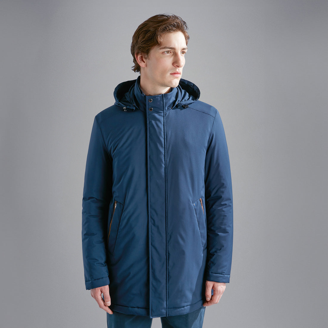 Navy Typhoon Waterproof Hooded Car-Coat w/ Alcantara Trim - Paul & Shark