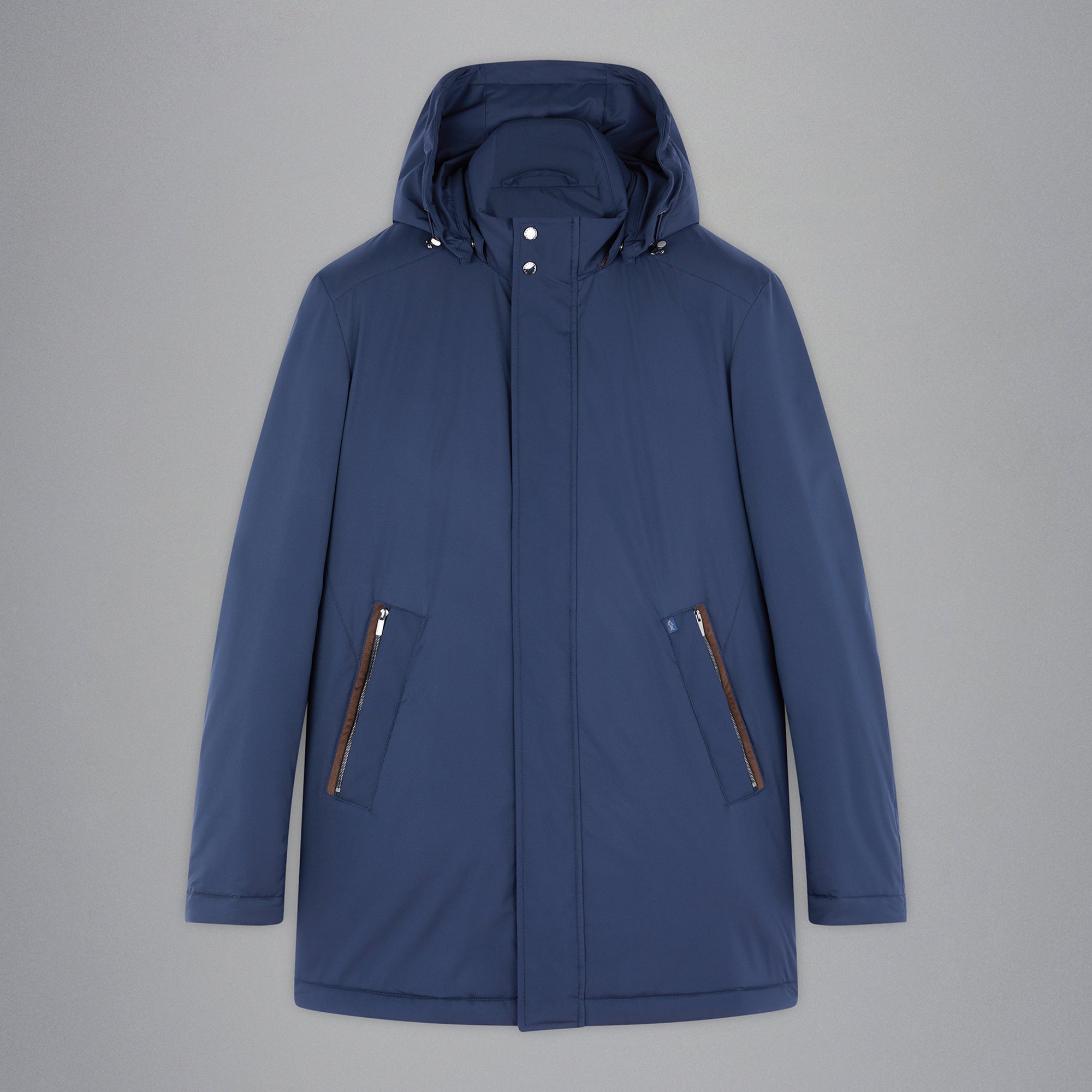 Navy Typhoon Waterproof Hooded Car-Coat w/ Alcantara Trim - Paul & Shark