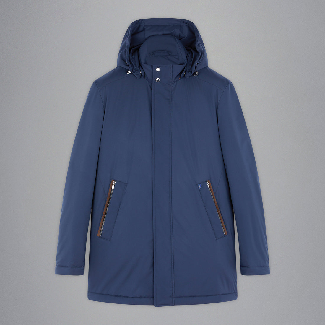 Navy Typhoon Waterproof Hooded Car-Coat w/ Alcantara Trim - Paul & Shark