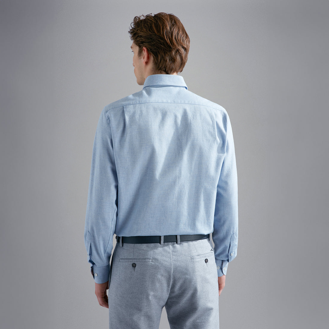Light Blue Flannel Cotton Button-Down Shirt W/ Contrast Trim - Paul & Shark