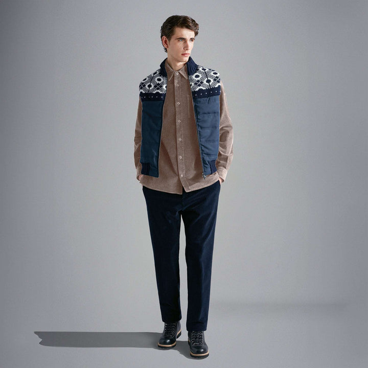 Beige Cotton-Stretch Corduroy Overshirt w/ Moon Badge - Paul & Shark