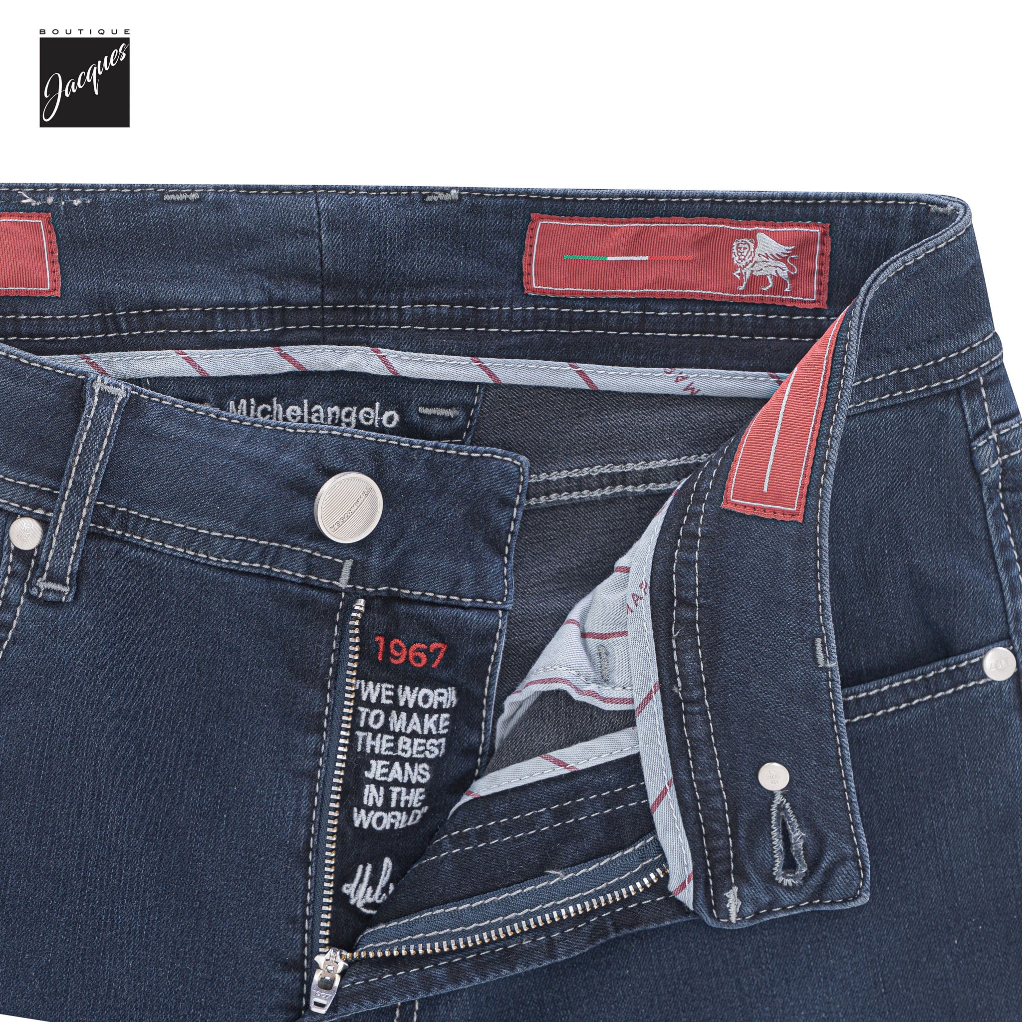 Blue Grey R-Elax Michelangelo Modern Fit Super-Stretch Denim - TRAMAROSSA