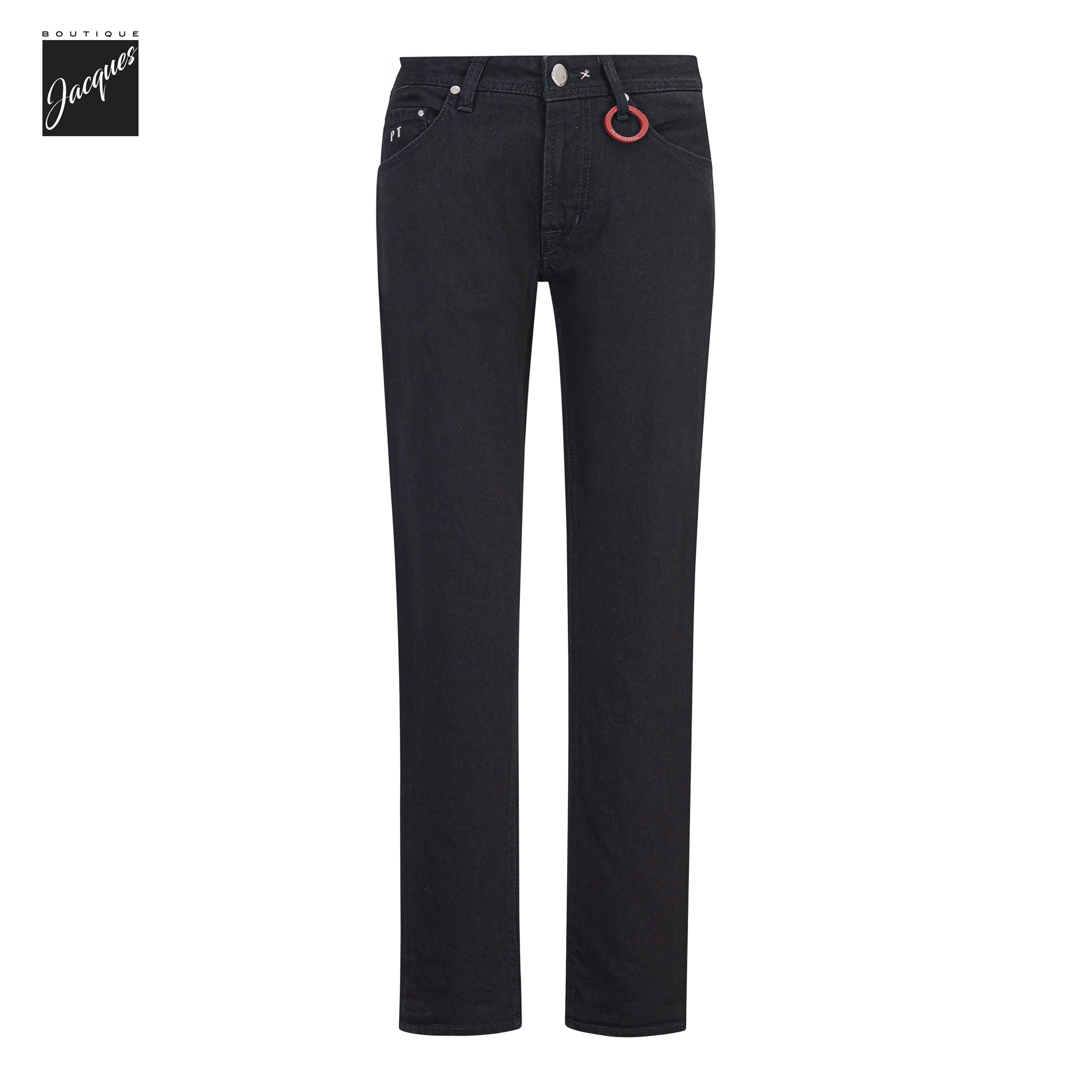 Black Cotton-Stretch Leonardo Slim Fit Soft-Touch Denim - TRAMAROSSA