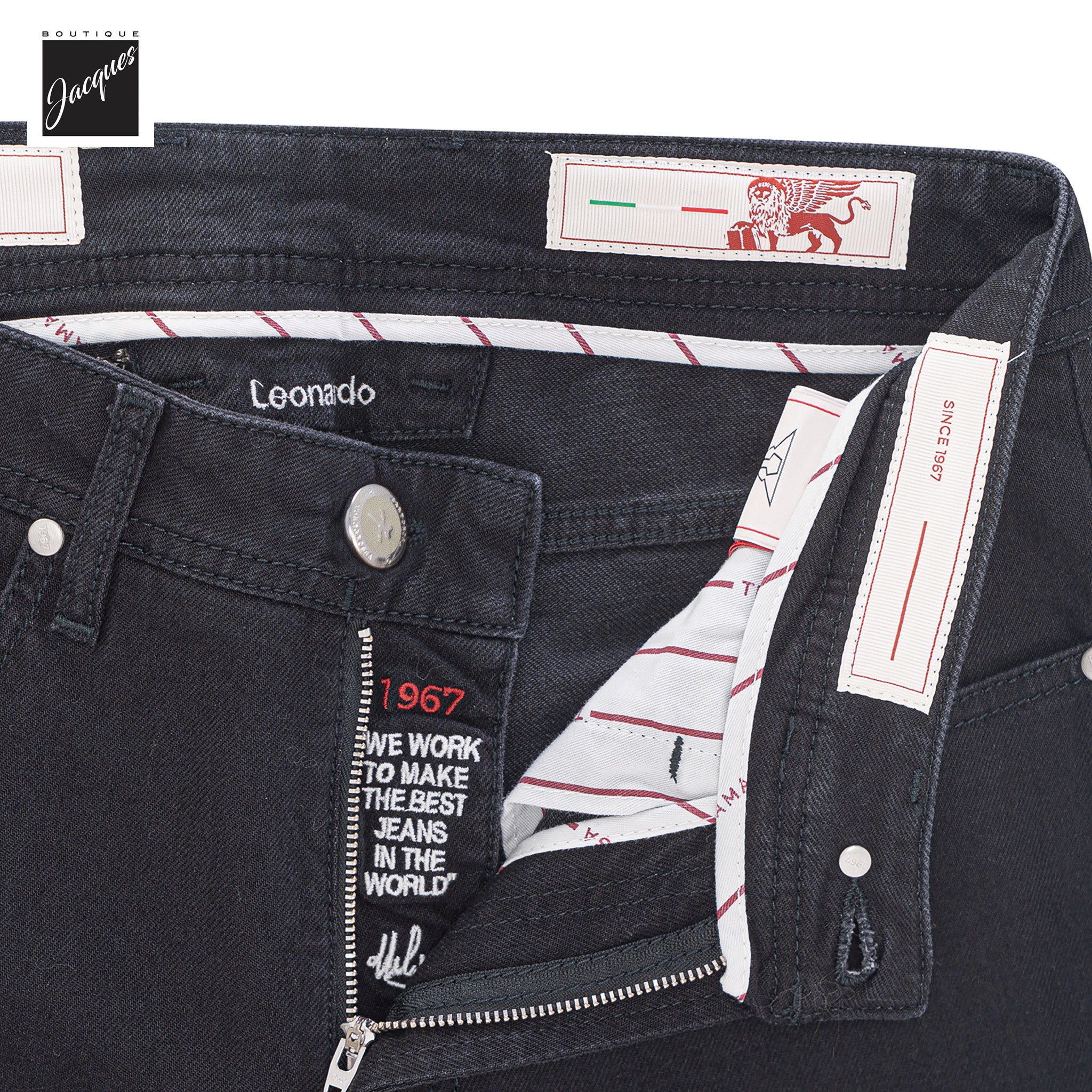 Black Cotton-Stretch Leonardo Slim Fit Soft-Touch Denim - TRAMAROSSA