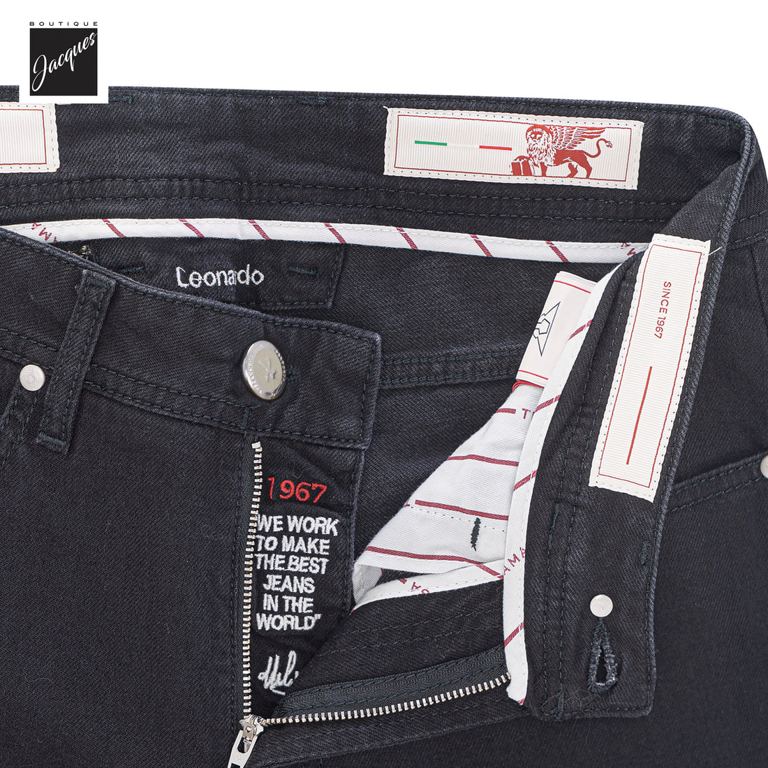 Black Cotton-Stretch Leonardo Slim Fit Soft-Touch Denim - TRAMAROSSA