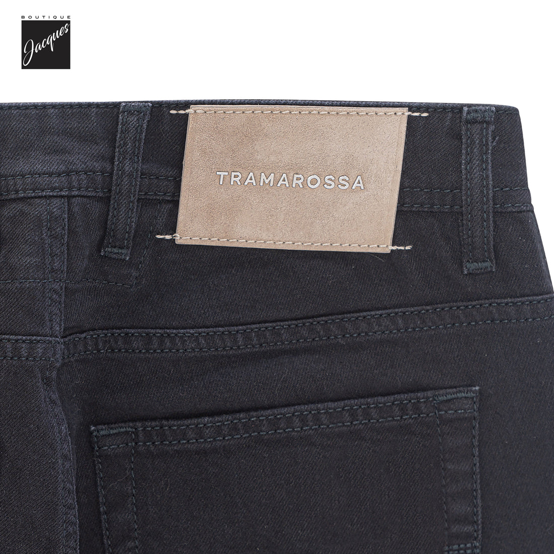 Black Cotton-Stretch Leonardo Slim Fit Soft-Touch Denim - TRAMAROSSA