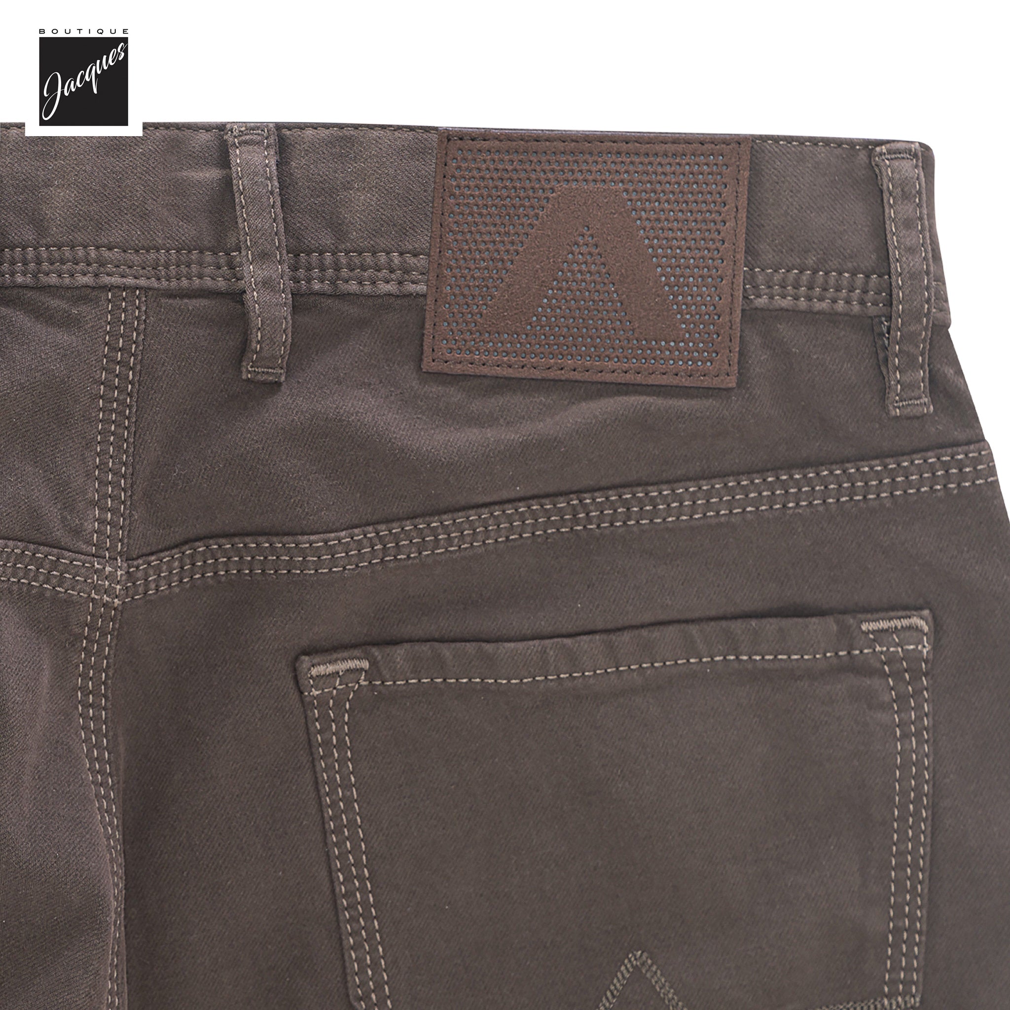Dark Brown Pipe Regular Fit Cotton Twill Five Pocket Pants - ALBERTO