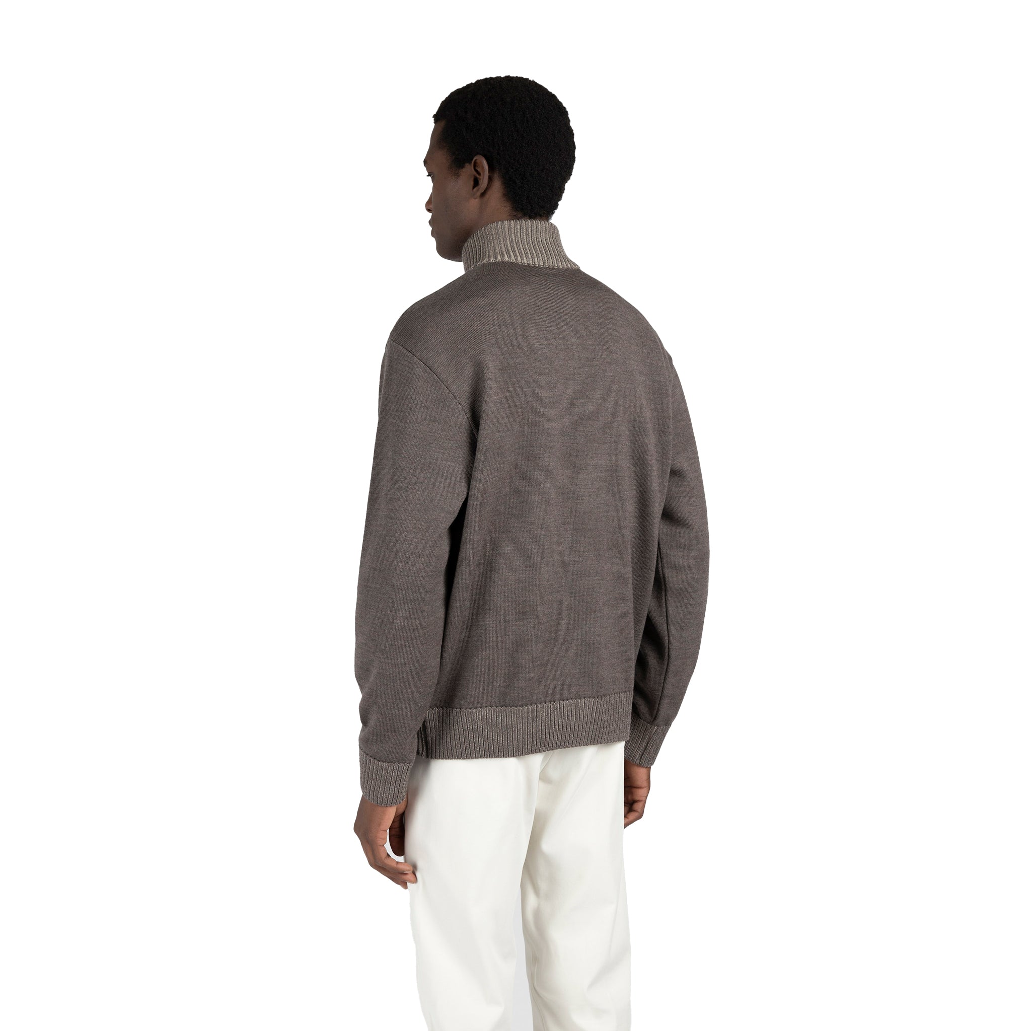 Espresso Brown Shark Tag Cool-Touch Wool Half Zip Sweater - Paul