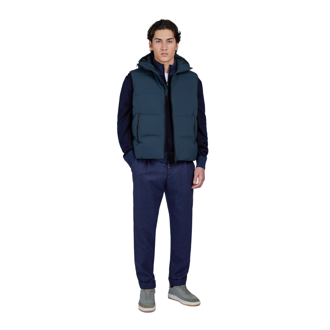 Navy Blue Soft Cool-Touch Wool Full Zip Sweater - PAUL & SHARK