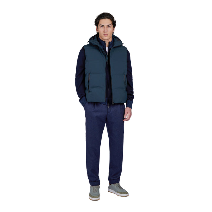 Navy Blue Soft Cool-Touch Wool Full Zip Sweater - PAUL & SHARK