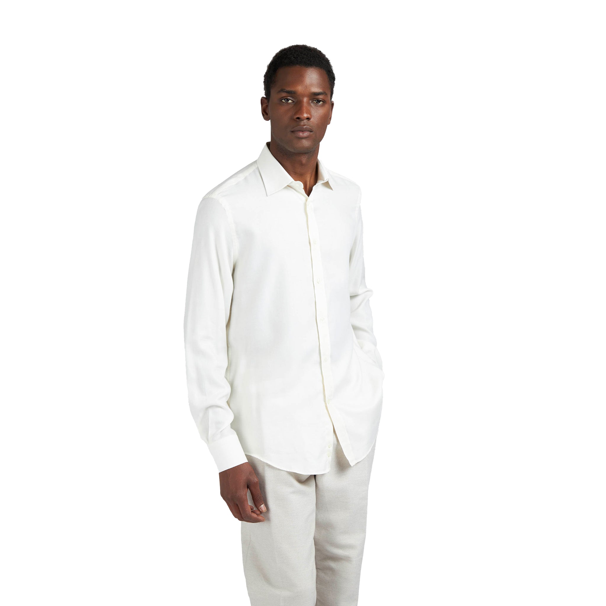 Off-White XSoft Cotton Lyocell Semi Solid Casual Shirt - Paul & Shark