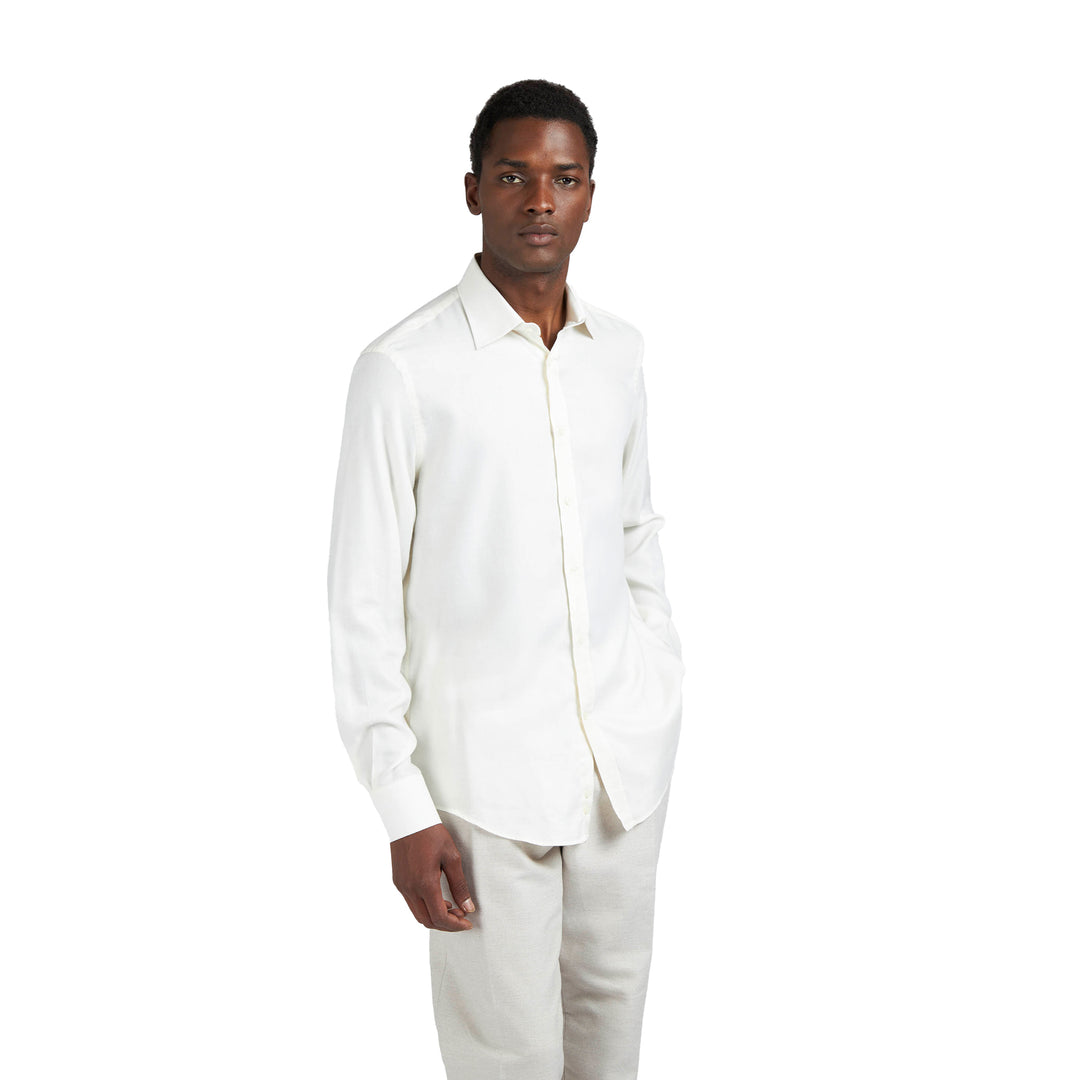 Off-White XSoft Cotton Lyocell Semi Solid Casual Shirt - Paul & Shark