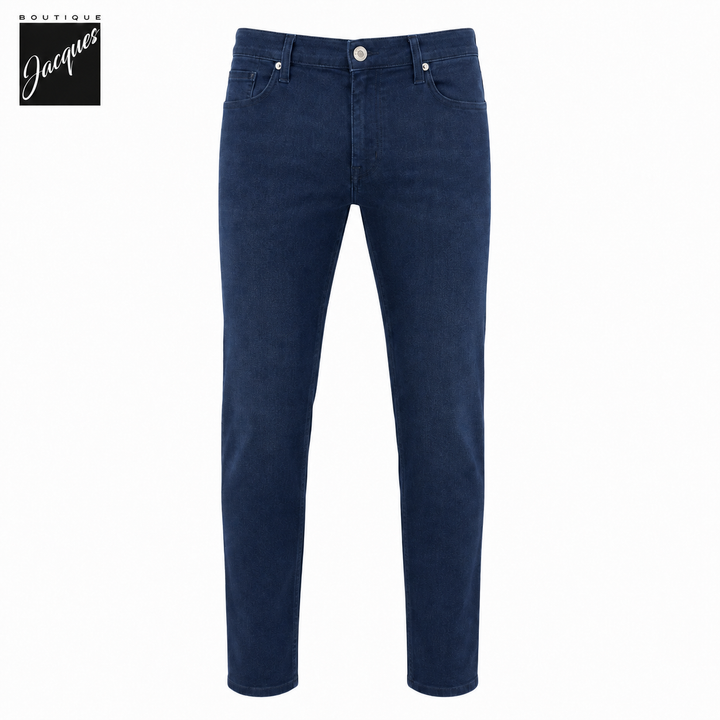 Dark Blue Pipe Regular Fit Premium Business Cotton-Stretch Jeans - ALBERTO - Boutique Jacques International