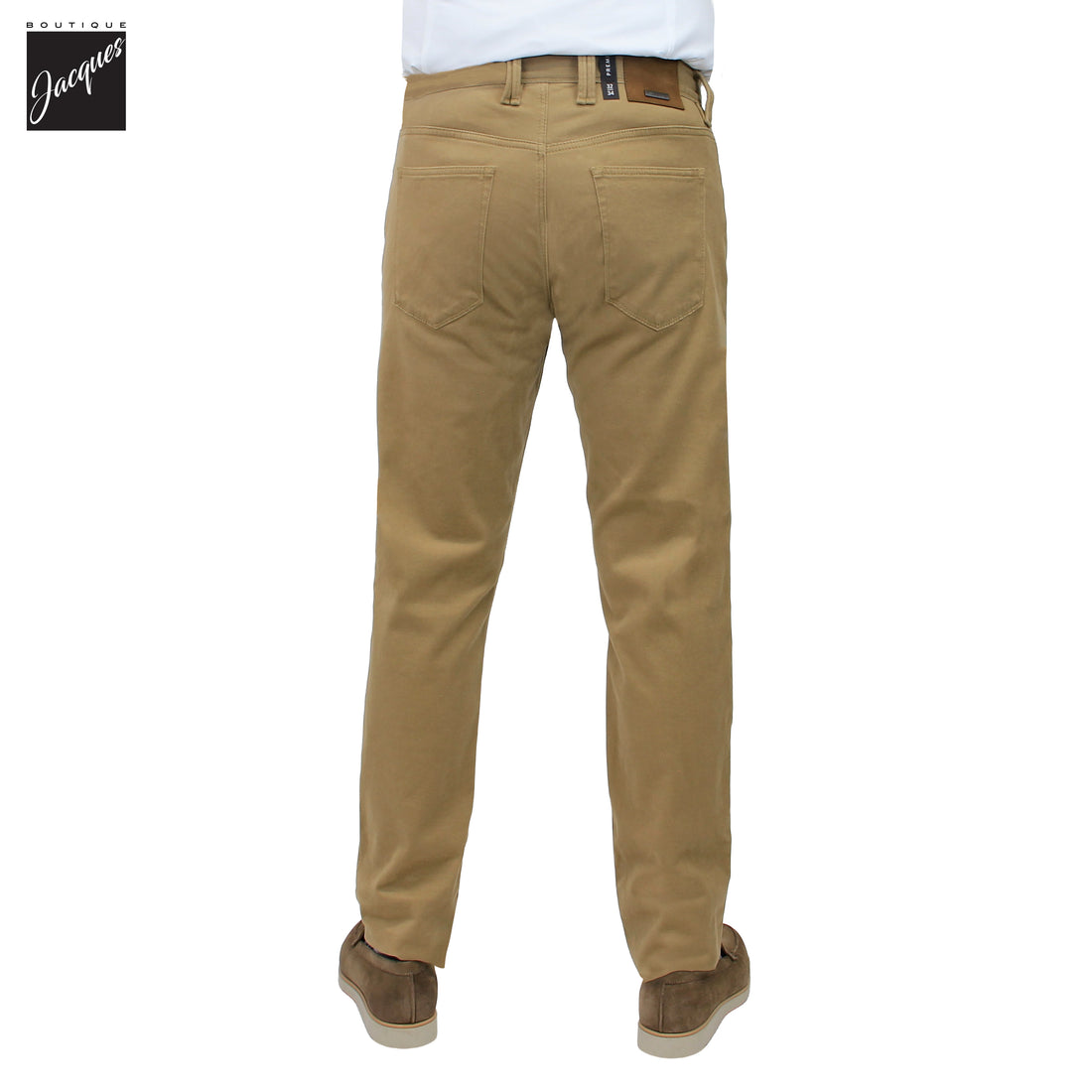 Caramel Diamond-Brushed Cotton Stretch Pipe Regular Fit Five Pocket Pants - ALBERTO