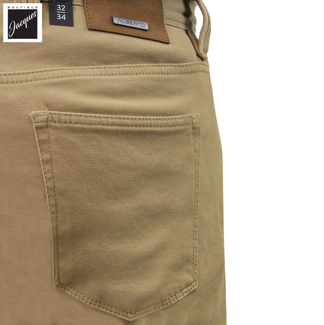 Caramel Diamond-Brushed Cotton Stretch Pipe Regular Fit Five Pocket Pants - ALBERTO