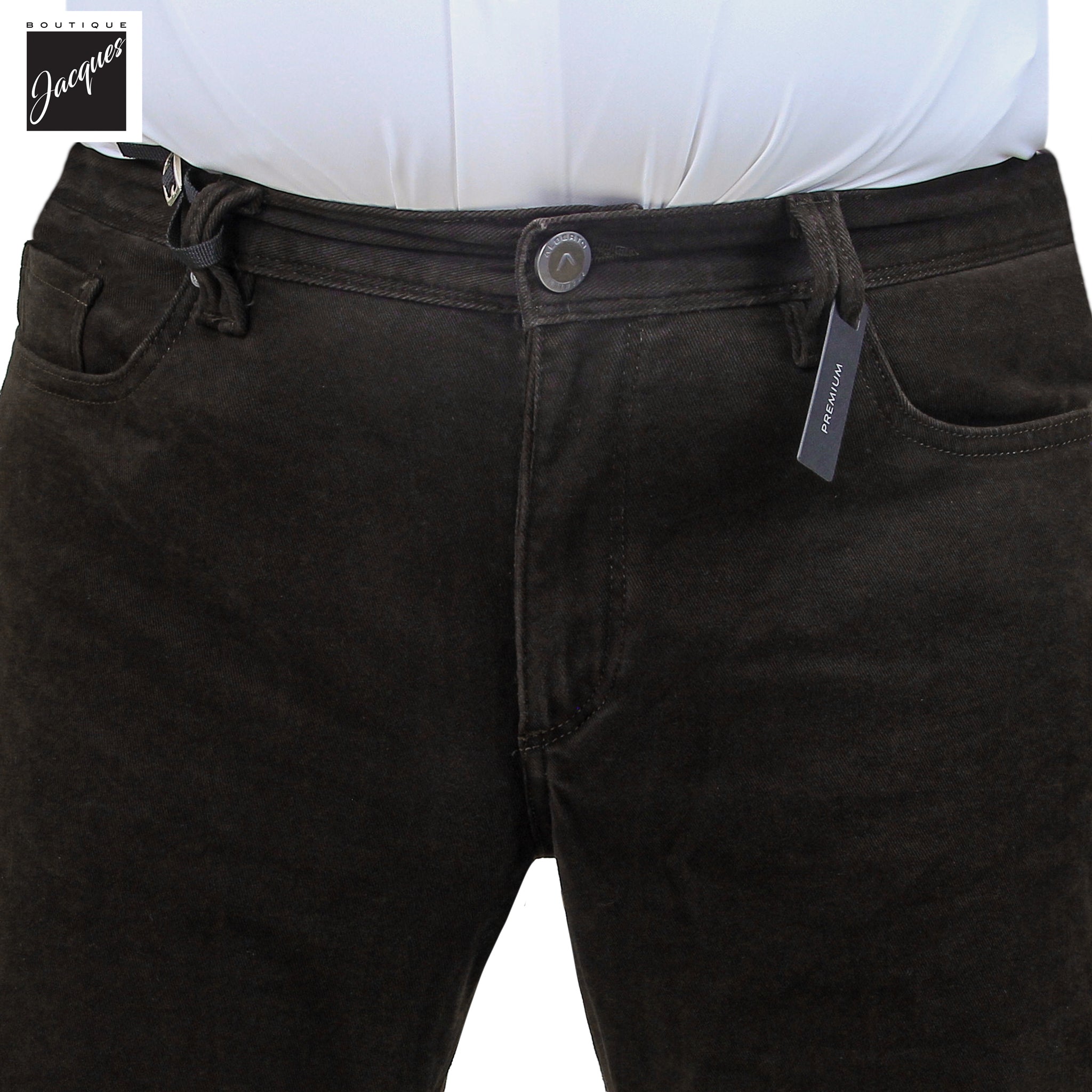 Dark Brown Diamond-Brushed Cotton Pipe Regular Fit Five Pocket Pants - ALBERTO
