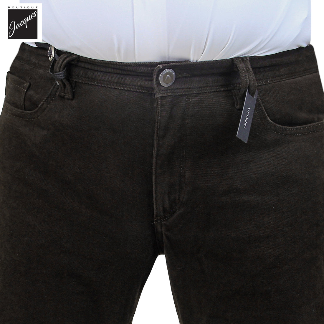 Dark Brown Diamond-Brushed Cotton Pipe Regular Fit Five Pocket Pants - ALBERTO