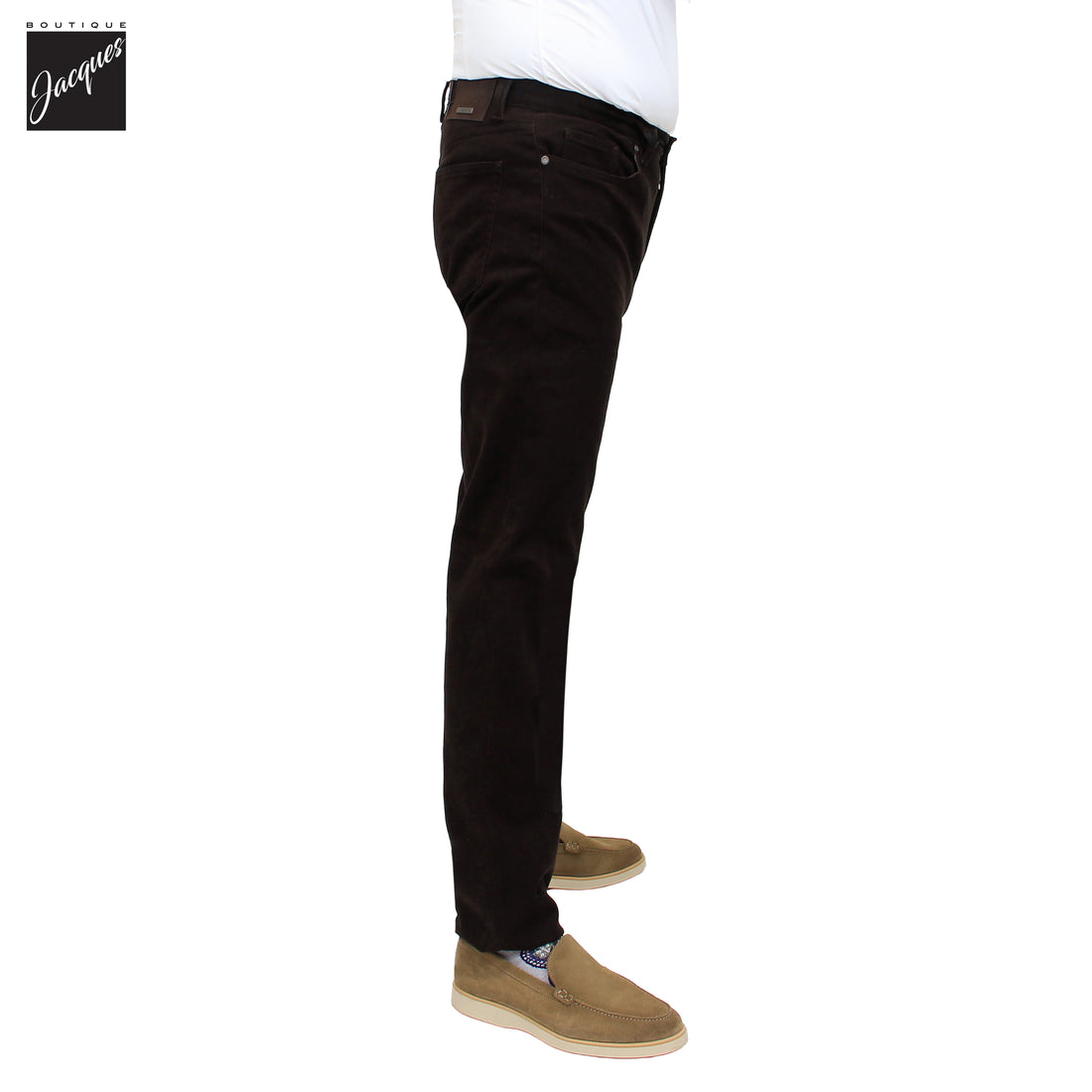 Dark Brown Diamond-Brushed Cotton Pipe Regular Fit Five Pocket Pants - ALBERTO
