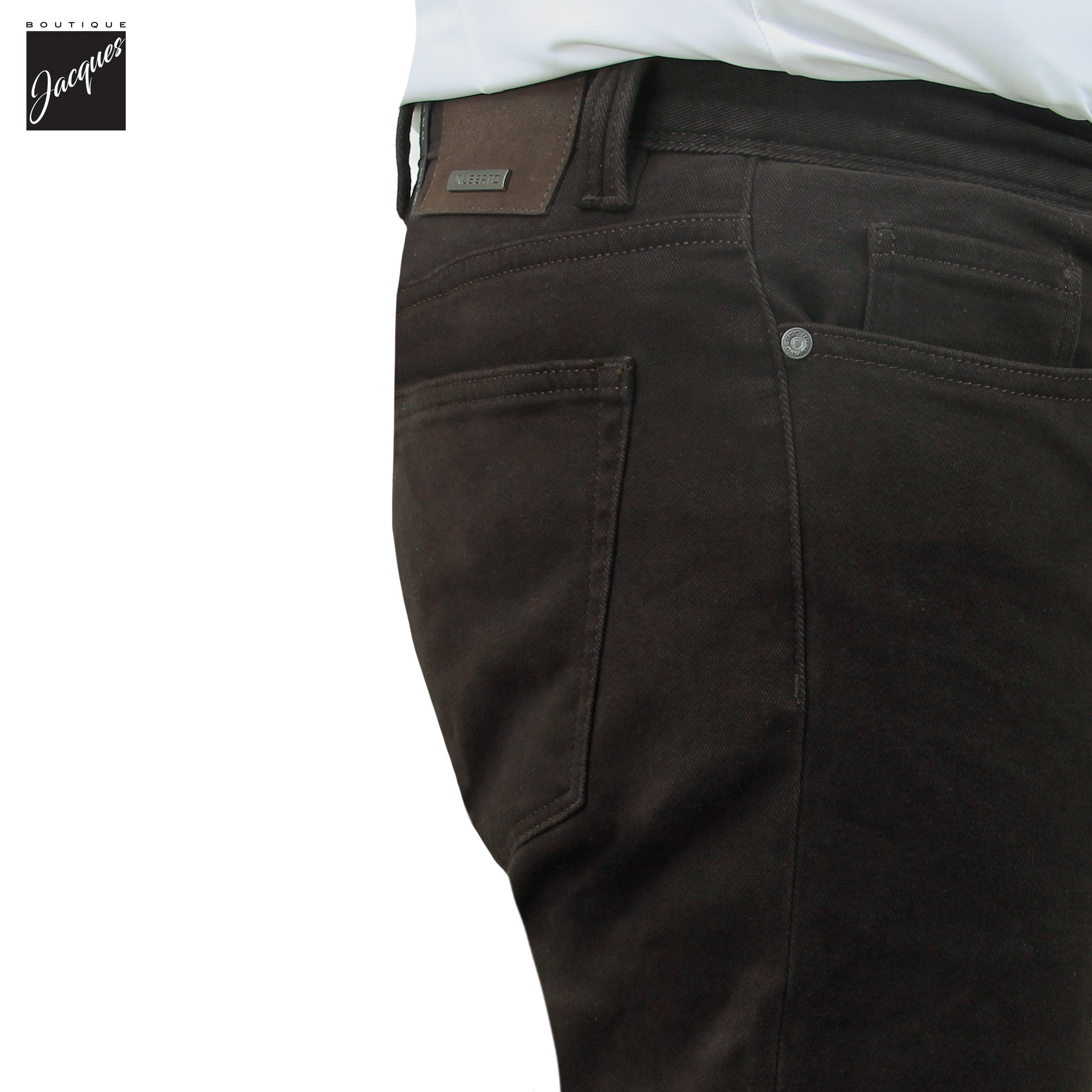 Dark Brown Diamond-Brushed Cotton Pipe Regular Fit Five Pocket Pants - ALBERTO