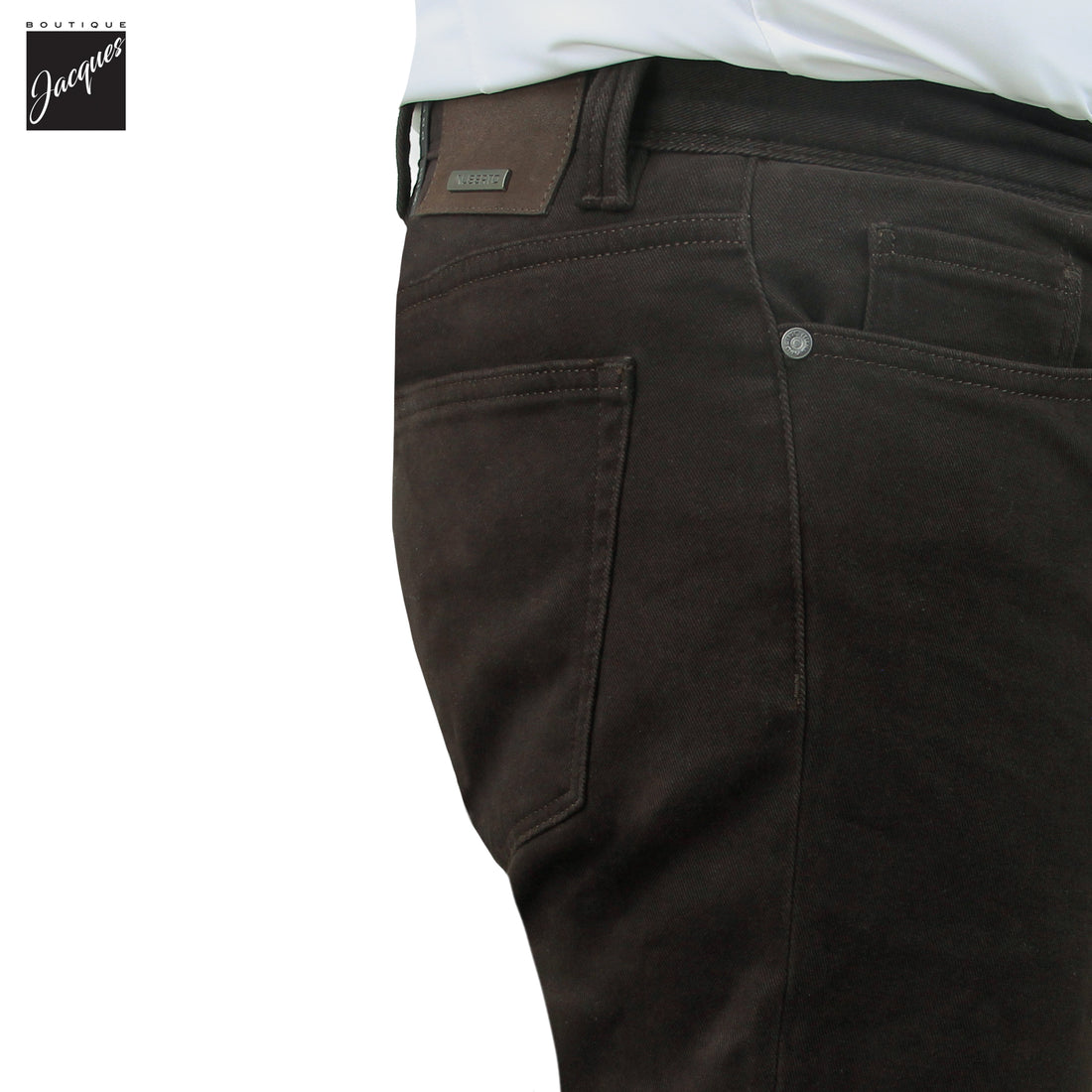 Dark Brown Diamond-Brushed Cotton Pipe Regular Fit Five Pocket Pants - ALBERTO