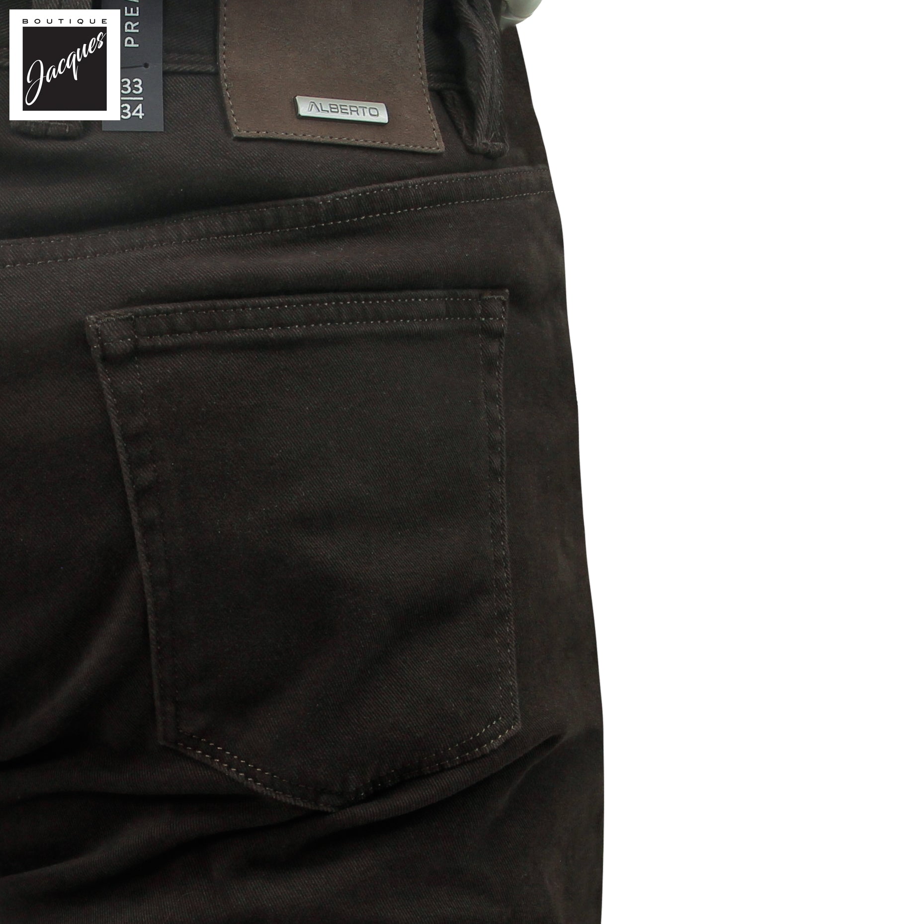Dark Brown Diamond-Brushed Cotton Pipe Regular Fit Five Pocket Pants - ALBERTO