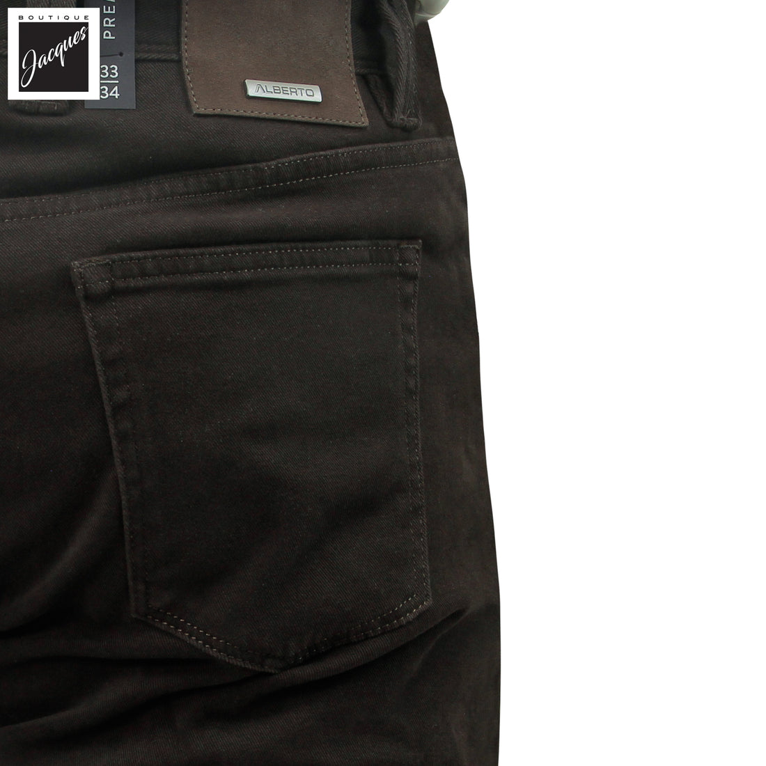 Dark Brown Diamond-Brushed Cotton Pipe Regular Fit Five Pocket Pants - ALBERTO