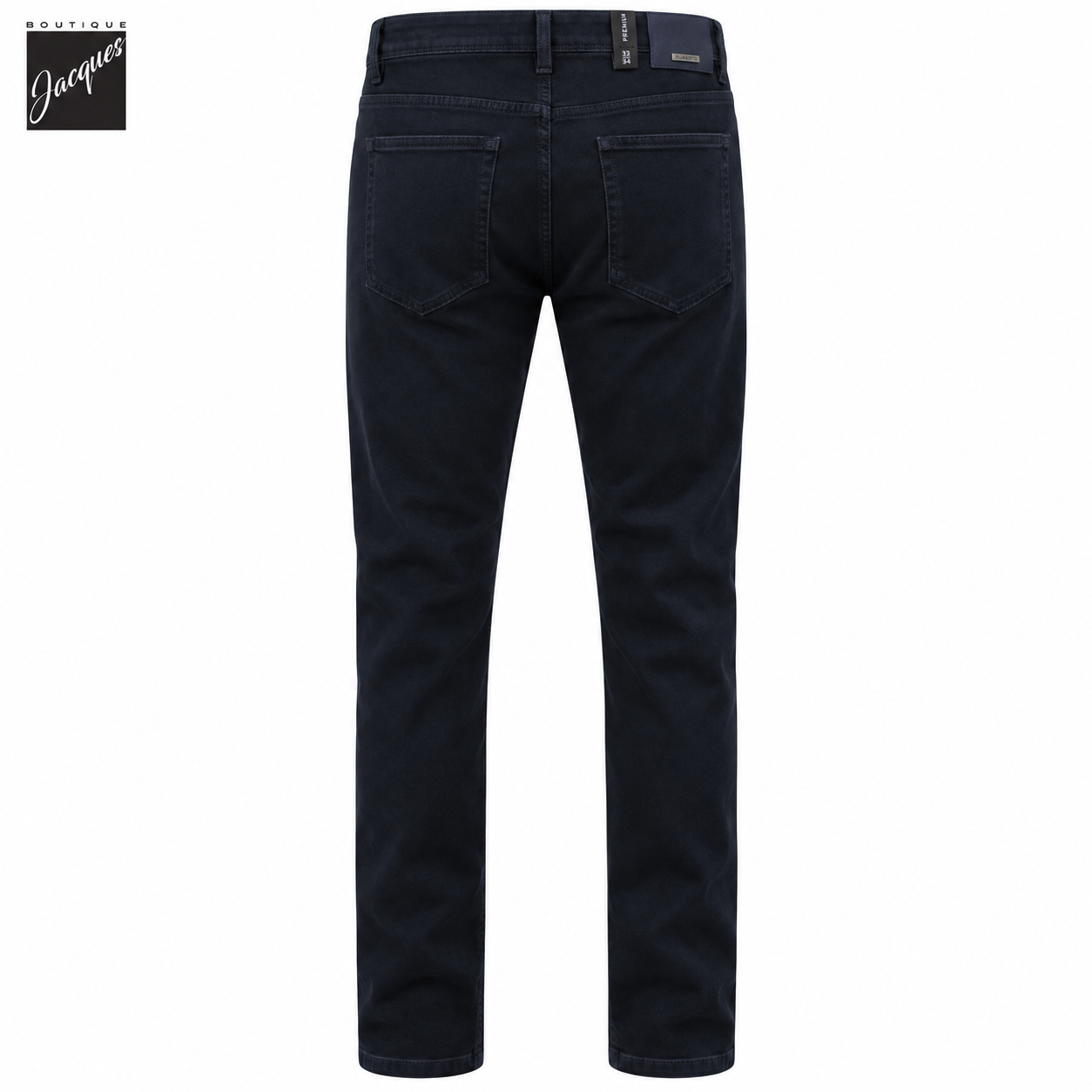 Pantalon cinq poches coupe droite en coton brossé diamant bleu marine - ALBERTO
