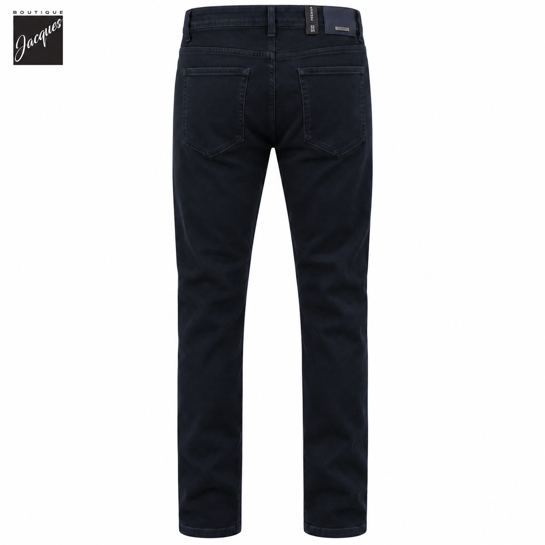 Pantalon cinq poches coupe droite en coton brossé diamant bleu marine - ALBERTO