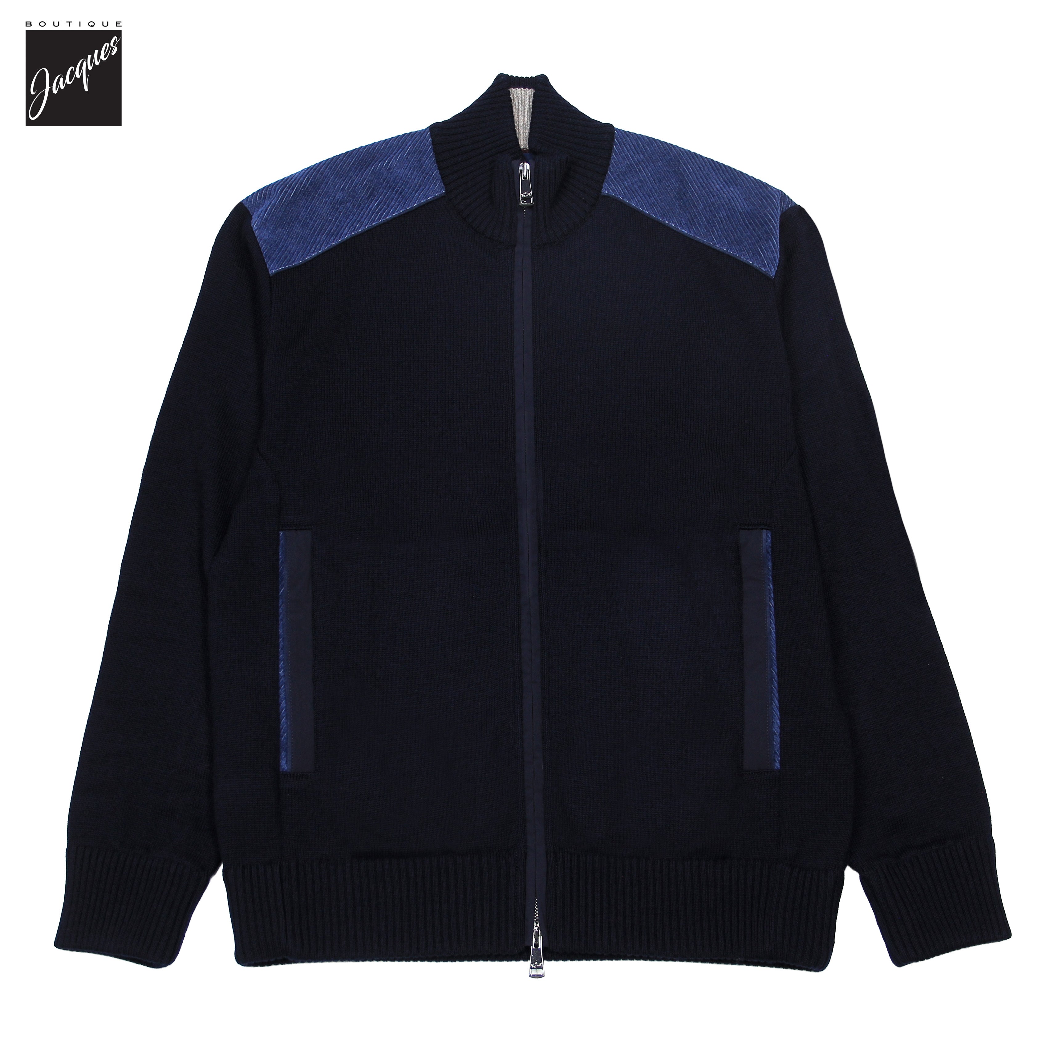 Pull entièrement zippé en laine Shark Tag au toucher doux et frais - PAUL & SHARK