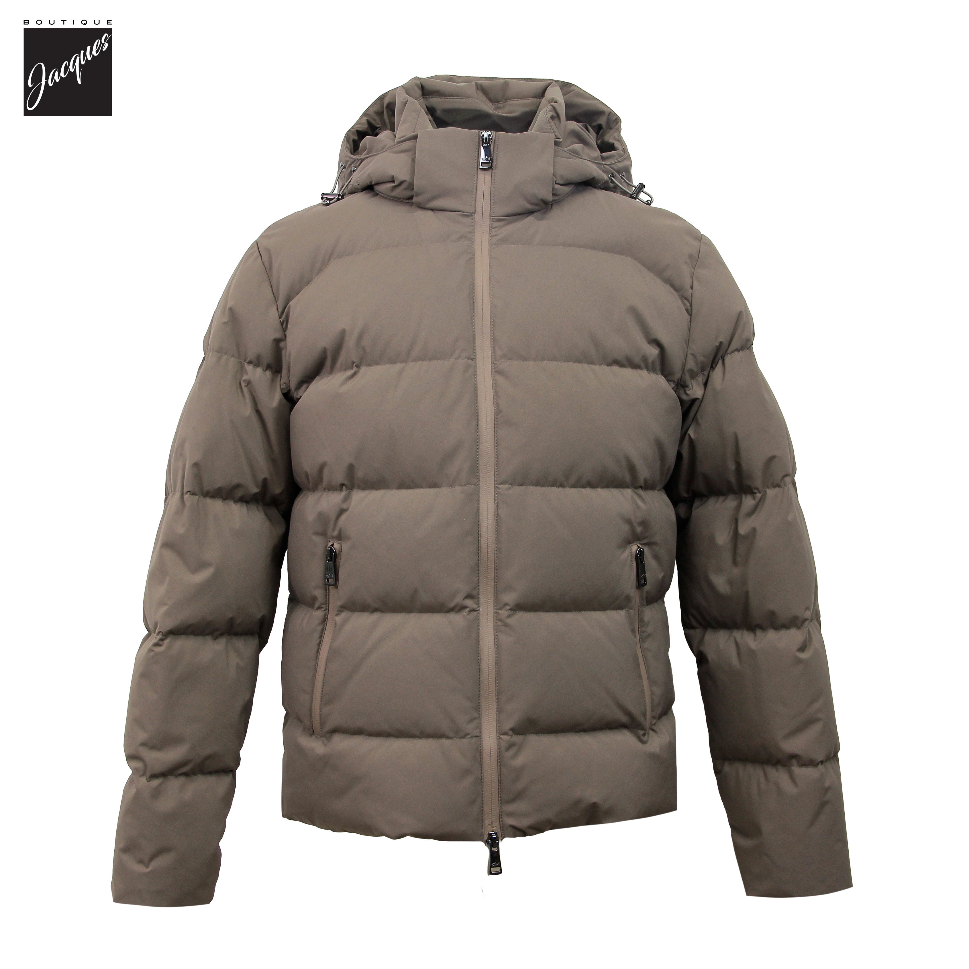 Parka courte en duvet d'oie imperméable Paul & Shark Taupe Typhoon Platinum
