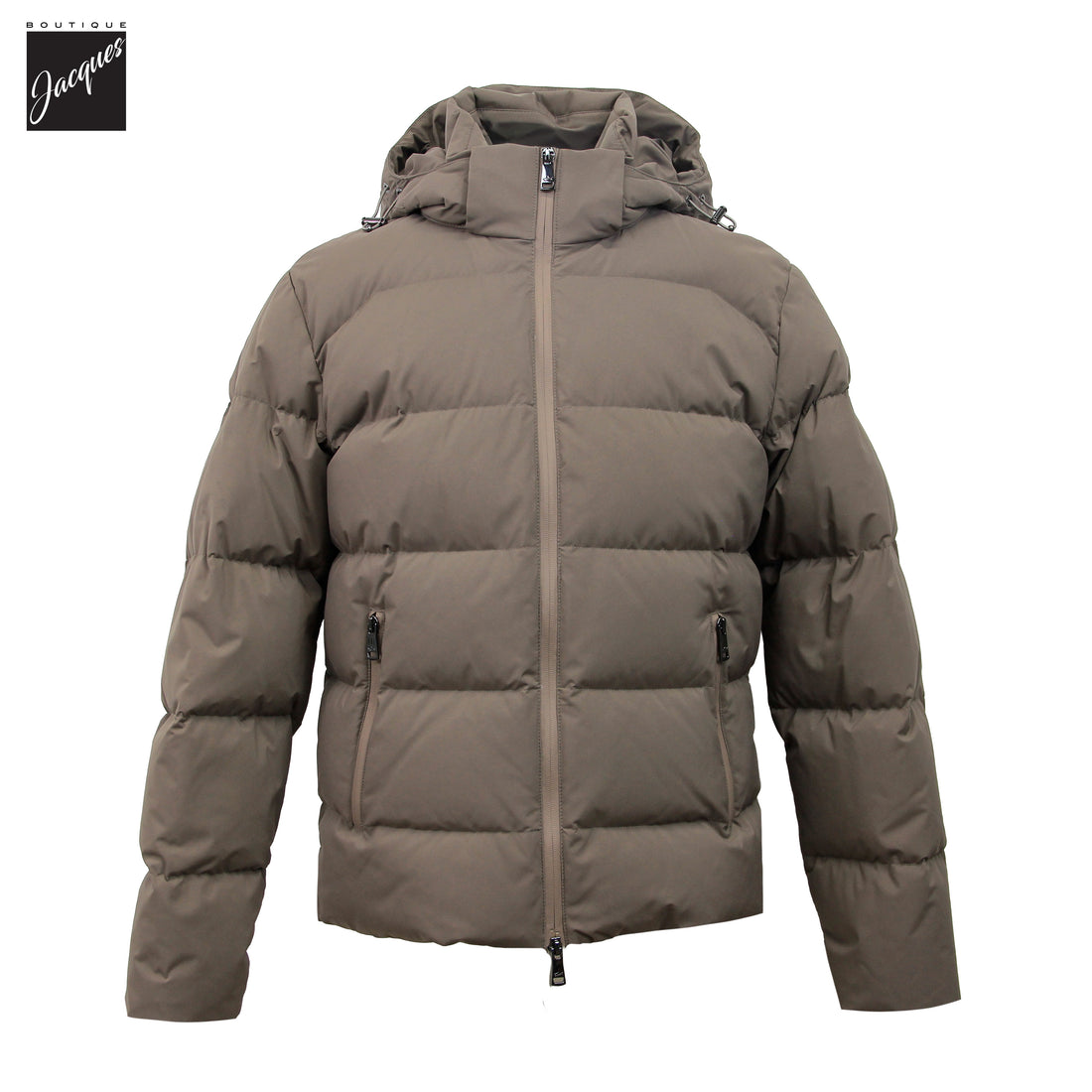 Parka courte en duvet d'oie imperméable Paul & Shark Taupe Typhoon Platinum