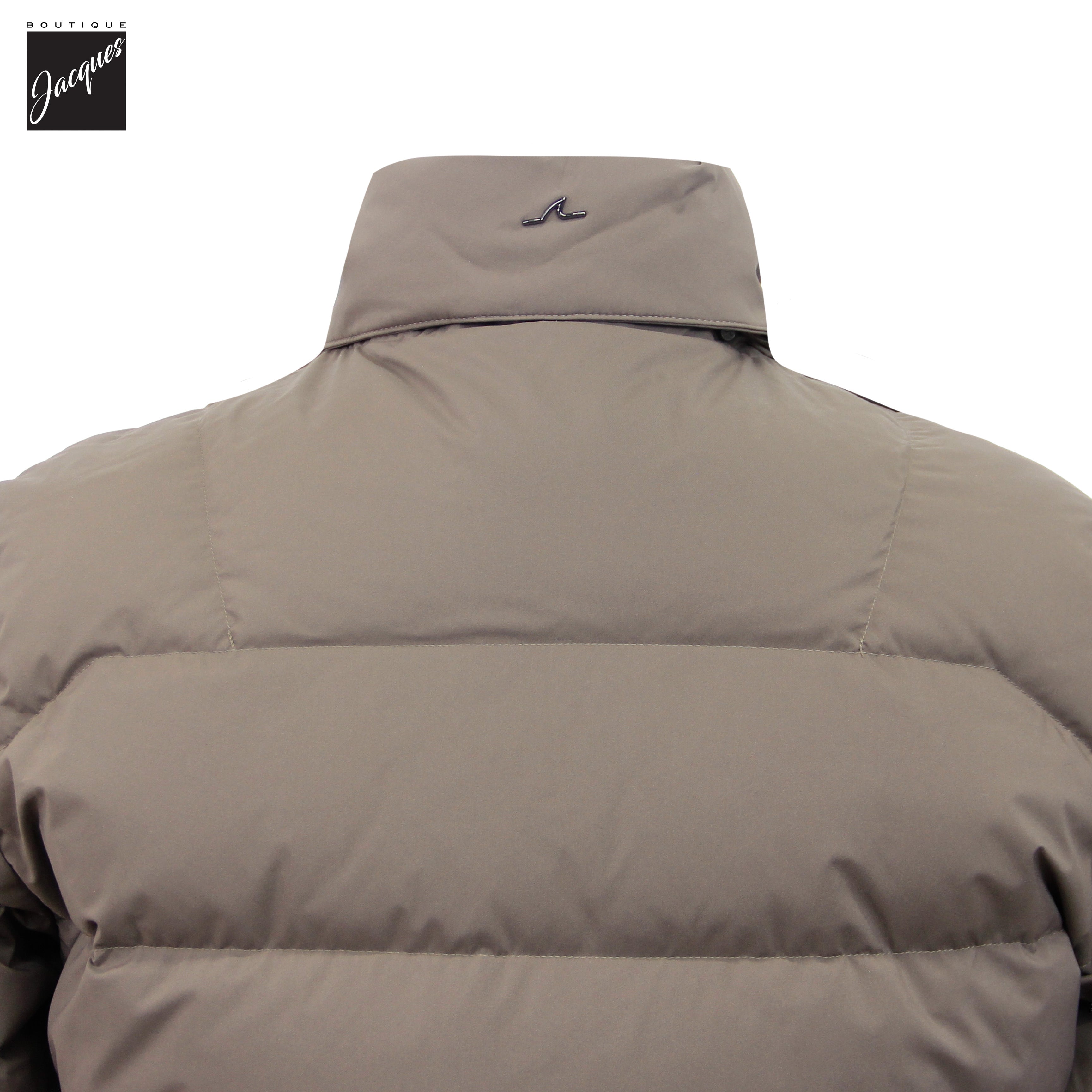 Parka courte en duvet d'oie imperméable Paul & Shark Taupe Typhoon Platinum
