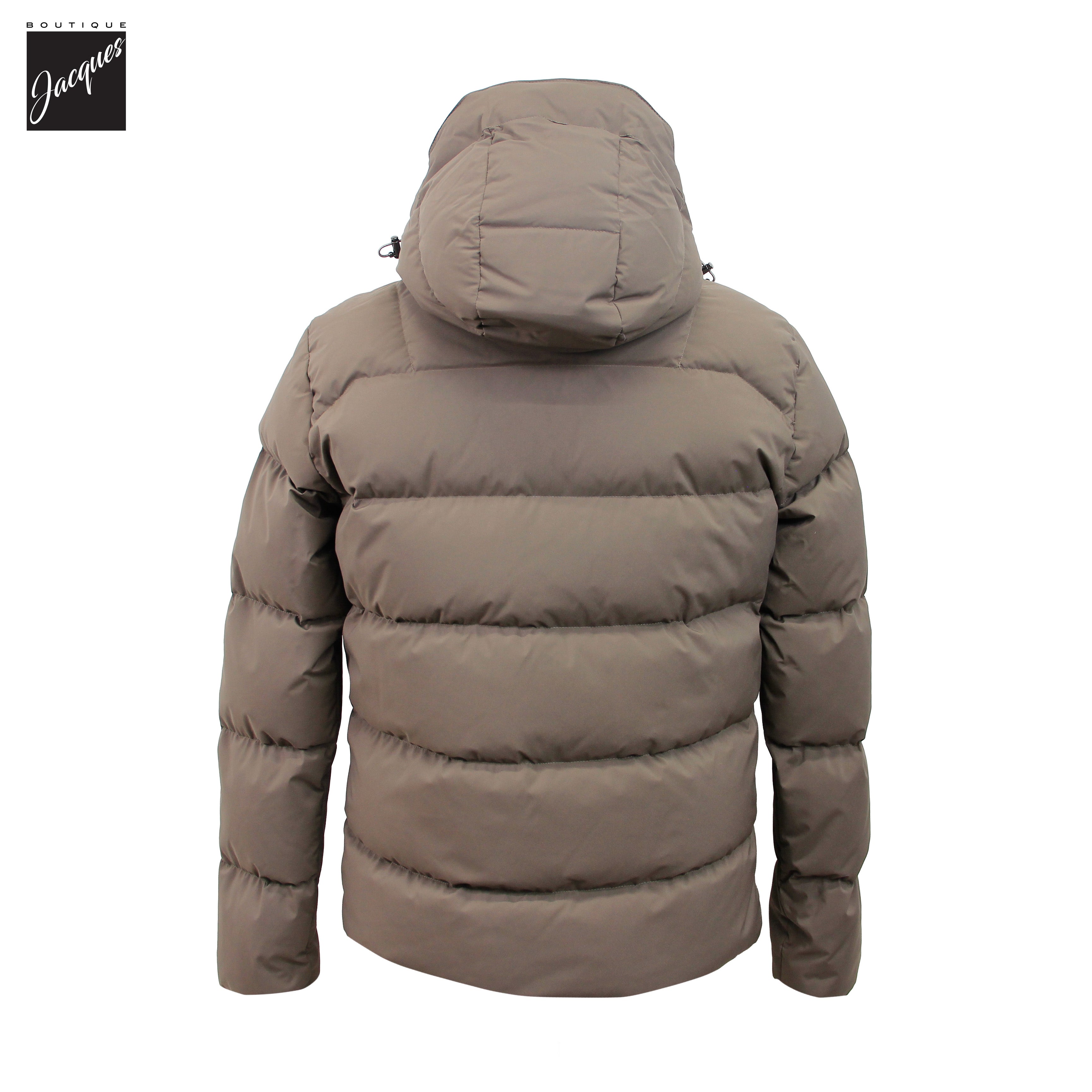 Parka courte en duvet d'oie imperméable Paul & Shark Taupe Typhoon Platinum