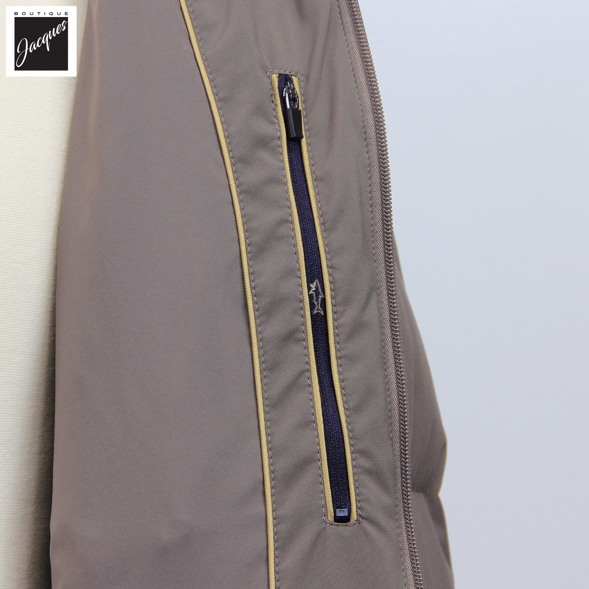 Parka courte en duvet d'oie imperméable Paul & Shark Taupe Typhoon Platinum