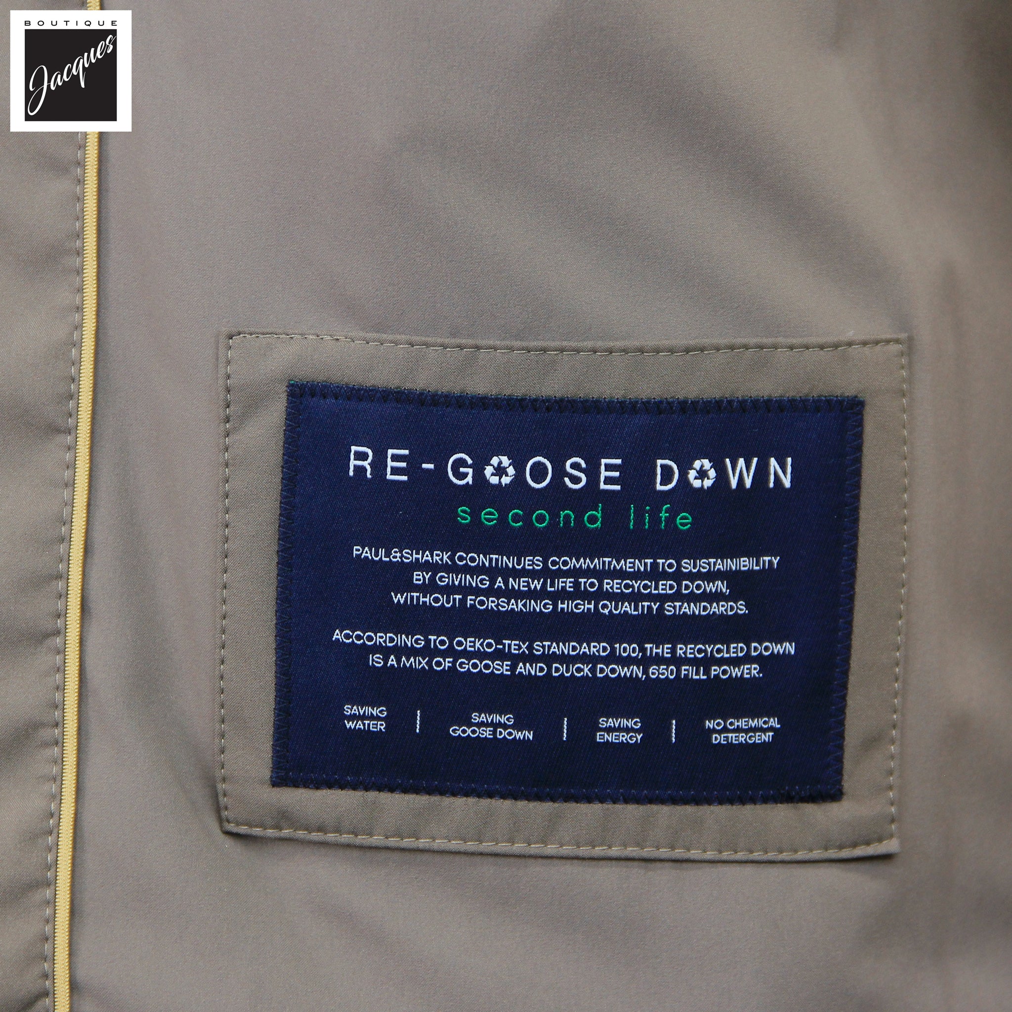 Parka courte en duvet d'oie imperméable Paul & Shark Taupe Typhoon Platinum