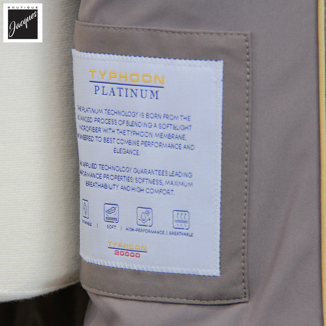Parka courte en duvet d'oie imperméable Paul & Shark Taupe Typhoon Platinum